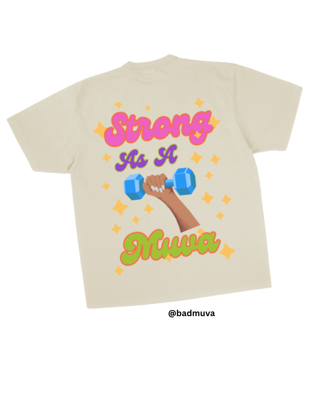 Strong As A Muva Heavy Weight Oversized Tee (Tan)