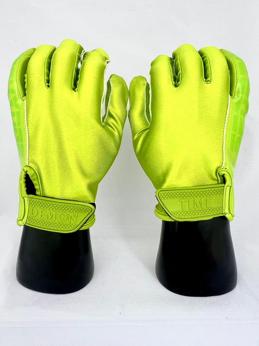 Demon Time Football Gloves (Lime Green)